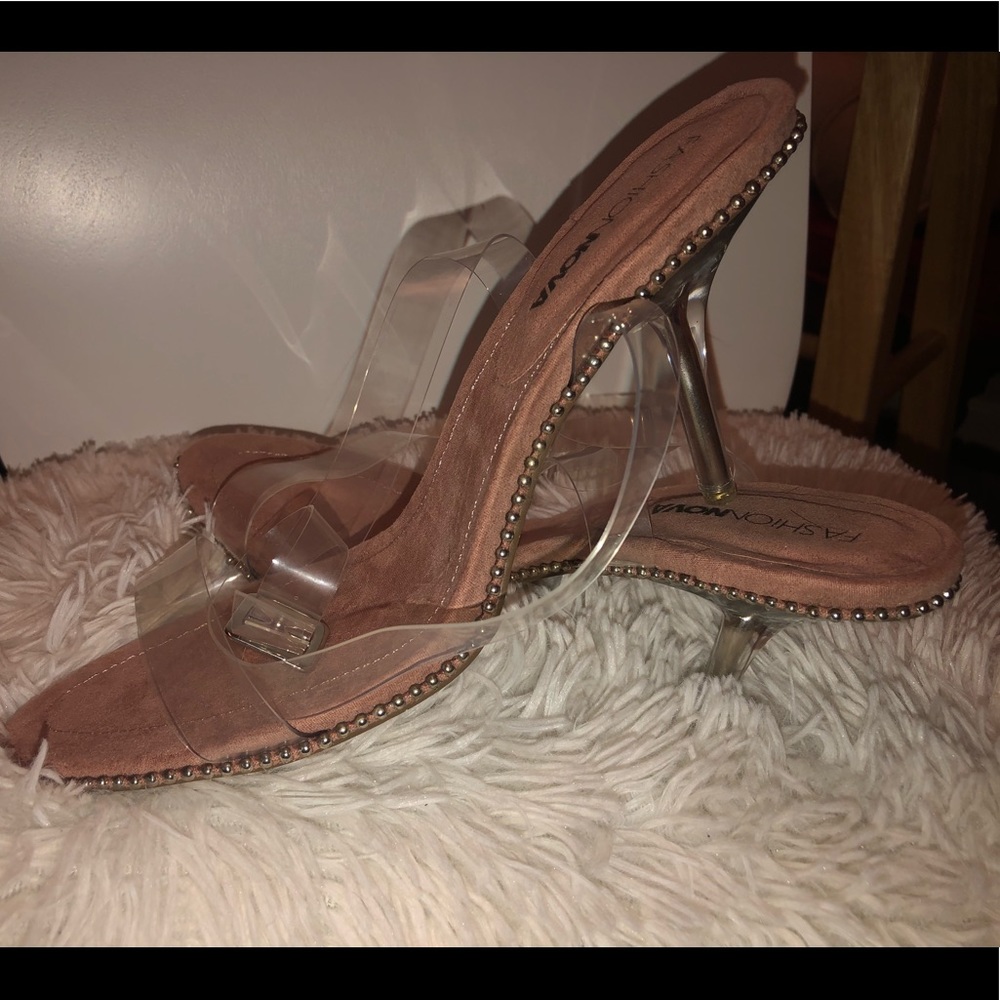 Fashion Nova “Clink Clink” heels in “Nude”
